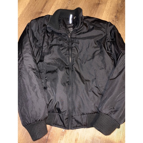 Calvin Klein Men's Black Bomber Jacket Full Zip Lightweight Medium - Picture 1 of 6